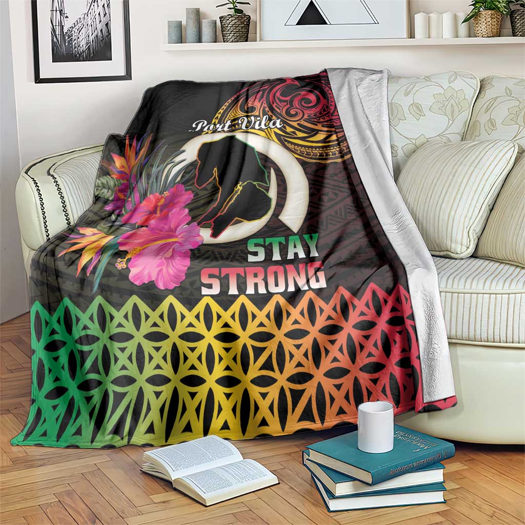 Vanuatu Port Vila Stay Strong Blanket Long God Yumi Stanap LT01 Black - Polynesian Pride