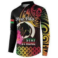 Personalised Vanuatu Port Vila Stay Strong Button Sweatshirt Long God Yumi Stanap LT01 - Polynesian Pride