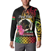 Personalised Vanuatu Port Vila Stay Strong Button Sweatshirt Long God Yumi Stanap LT01 - Polynesian Pride
