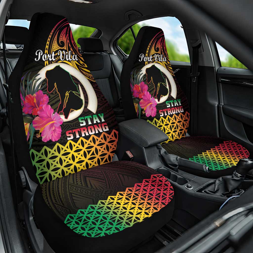 Vanuatu Port Vila Stay Strong Car Seat Cover Long God Yumi Stanap LT01 One Size Black - Polynesian Pride