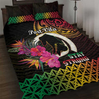 Vanuatu Port Vila Stay Strong Quilt Bed Set Long God Yumi Stanap LT01 Black - Polynesian Pride
