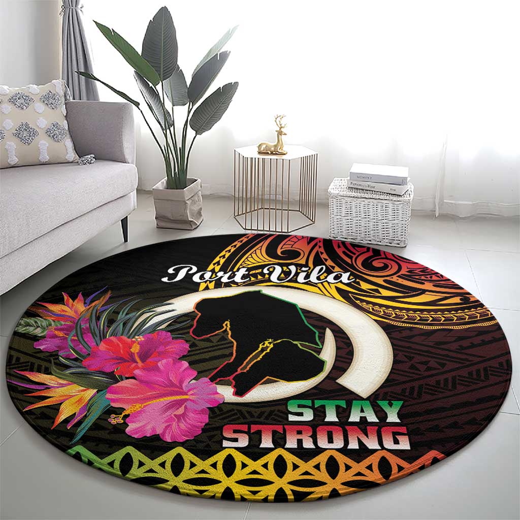 Vanuatu Port Vila Stay Strong Round Carpet Long God Yumi Stanap LT01 - Polynesian Pride