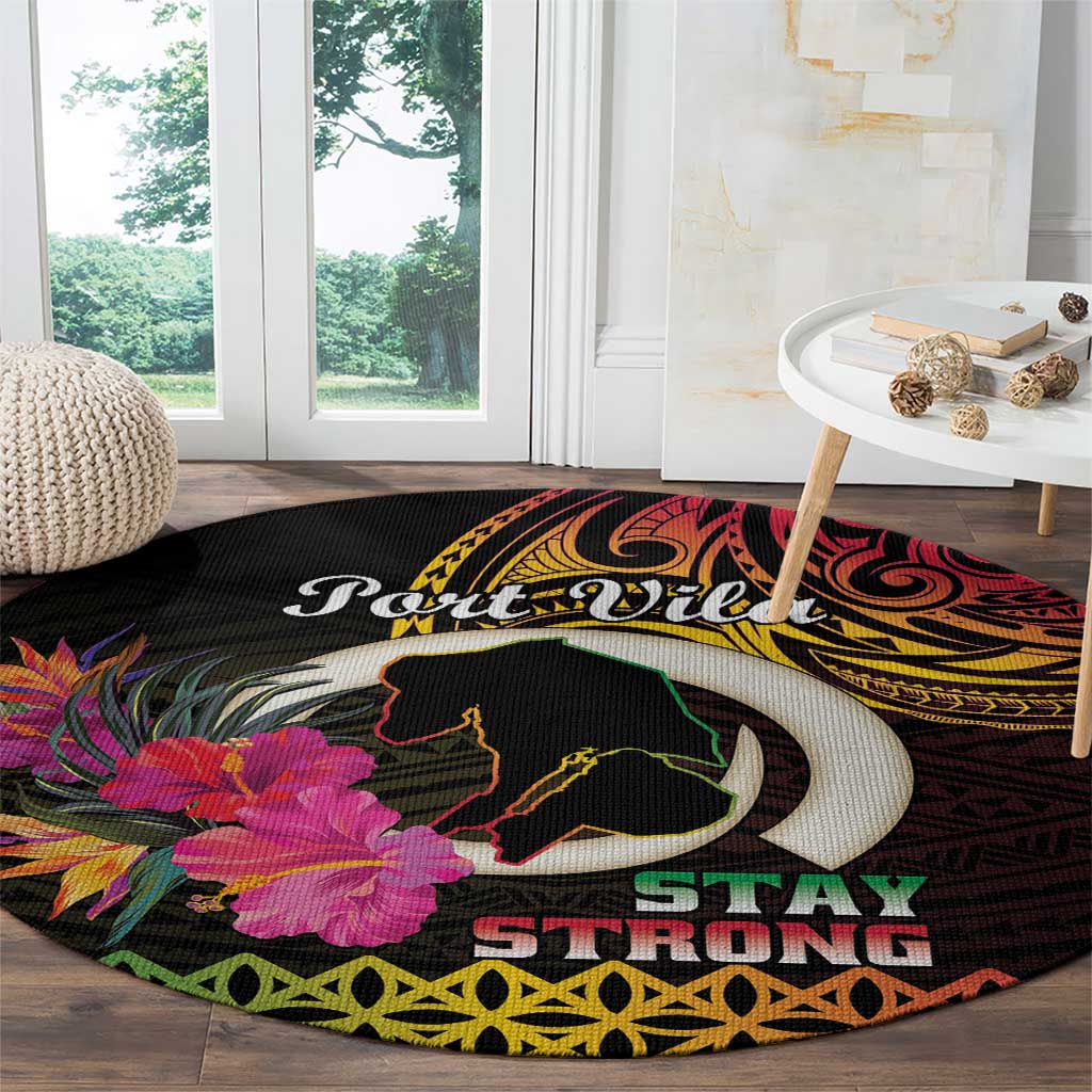 Vanuatu Port Vila Stay Strong Round Carpet Long God Yumi Stanap LT01 - Polynesian Pride