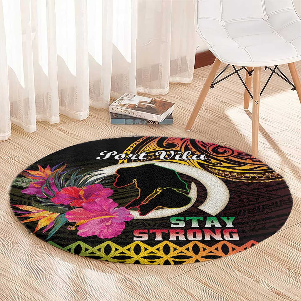 Vanuatu Port Vila Stay Strong Round Carpet Long God Yumi Stanap LT01 - Polynesian Pride
