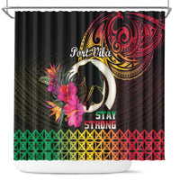 Vanuatu Port Vila Stay Strong Shower Curtain Long God Yumi Stanap LT01 Black - Polynesian Pride