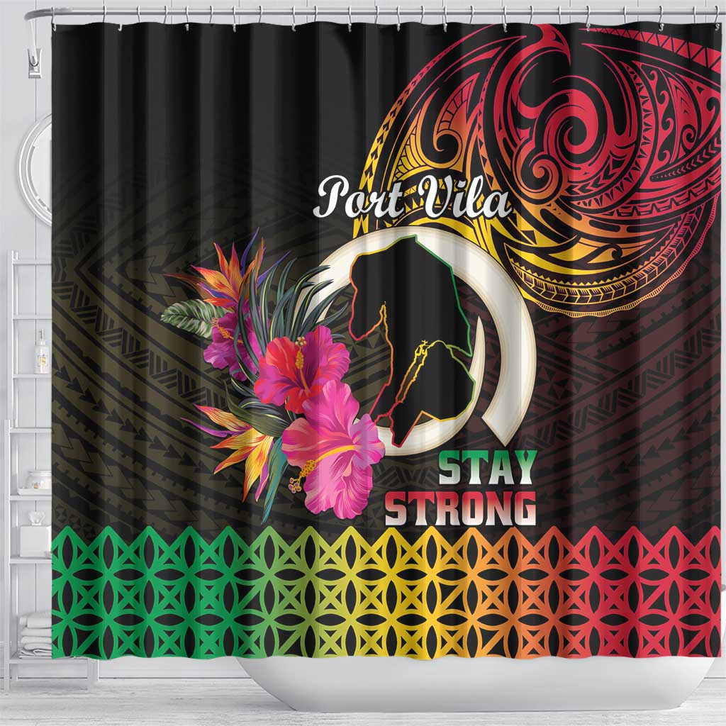 Vanuatu Port Vila Stay Strong Shower Curtain Long God Yumi Stanap LT01 - Polynesian Pride