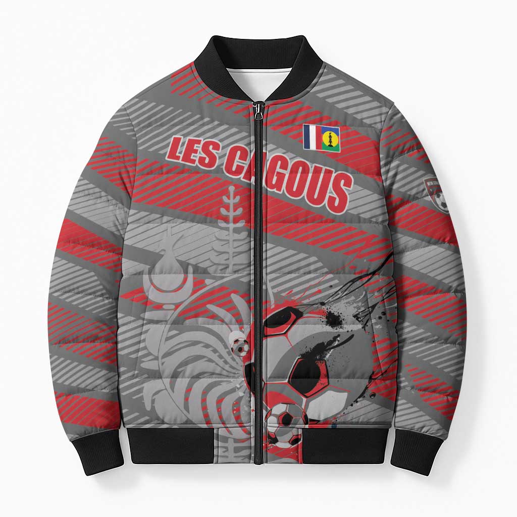 Custom Football 2026 New Caledonia Bomber Puffer Jacket Kagus Come On LT01 Unisex Gray - Polynesian Pride