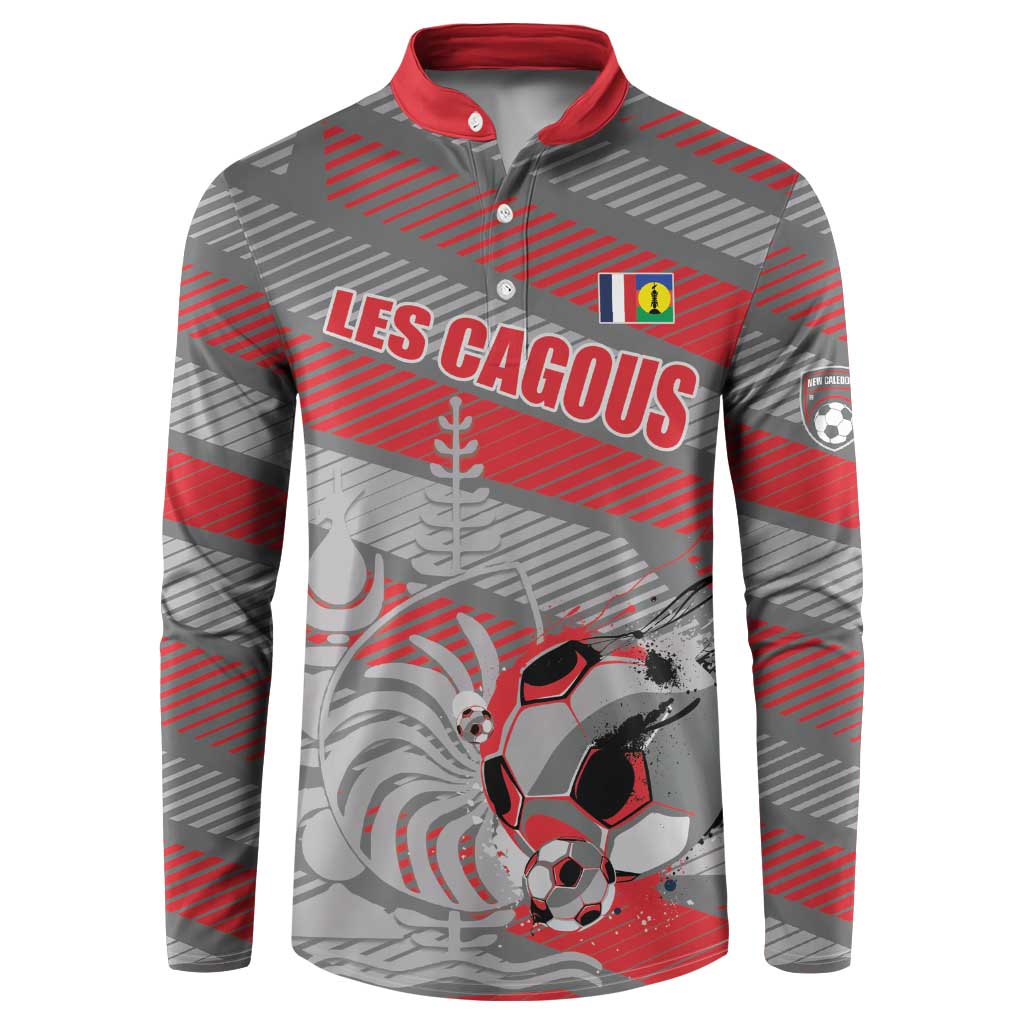 Custom Football 2026 New Caledonia Button Sweatshirt Kagus Come On LT01 Gray - Polynesian Pride