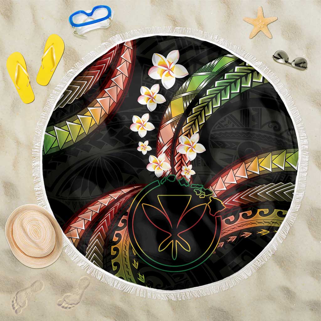 Hawaii Map Kanaka Maoli Beach Blanket Fantastic Frangipani Reggae LT01 One Size 150cm Reggae - Polynesian Pride