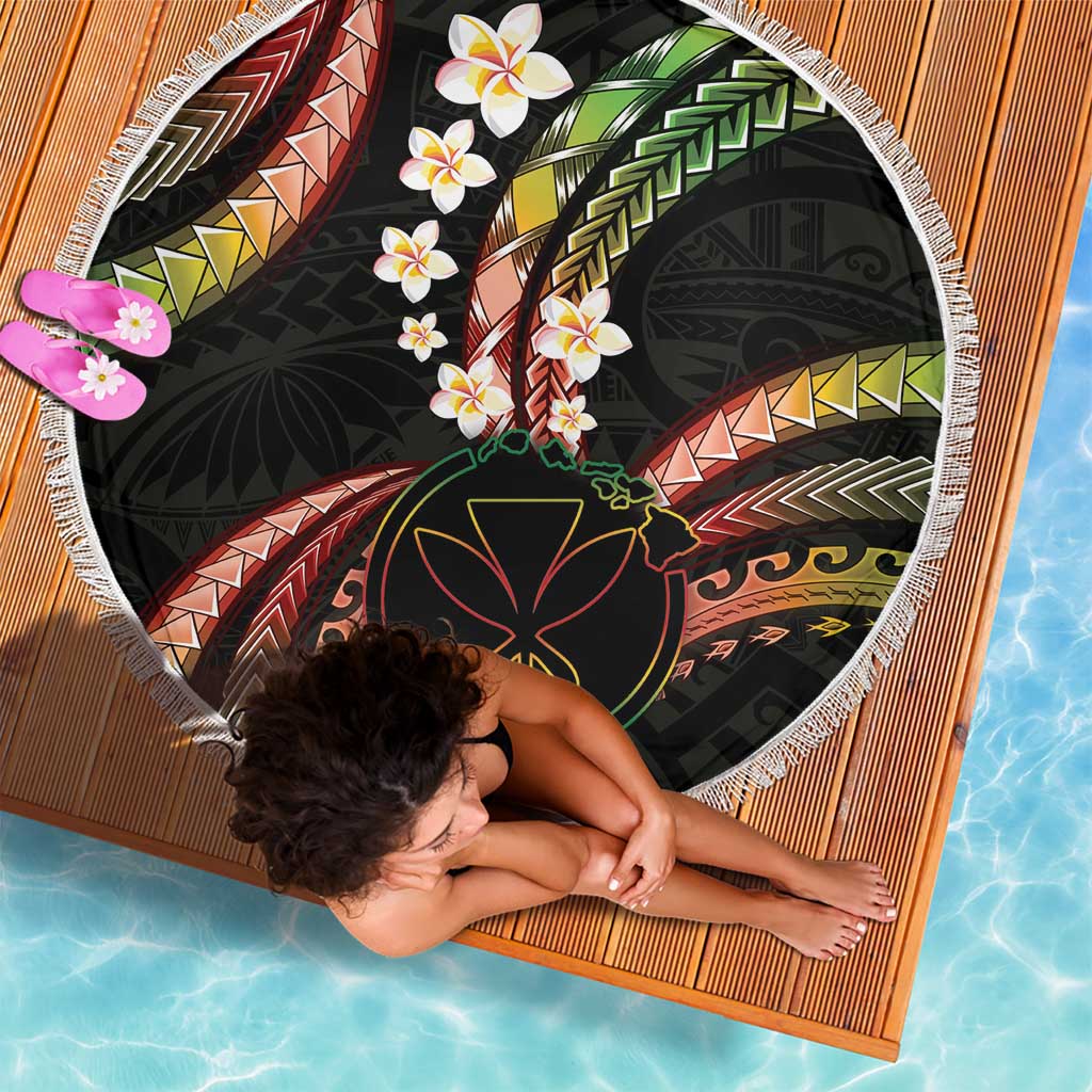 Hawaii Map Kanaka Maoli Beach Blanket Fantastic Frangipani Reggae LT01 - Polynesian Pride