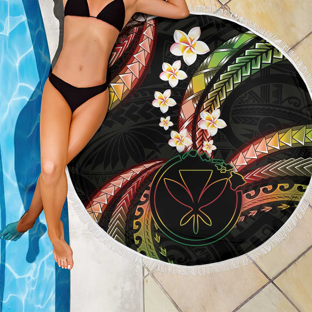 Hawaii Map Kanaka Maoli Beach Blanket Fantastic Frangipani Reggae LT01 - Polynesian Pride