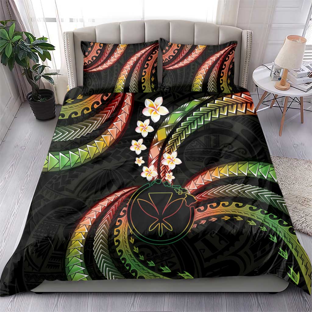 Hawaii Map Kanaka Maoli Bedding Set Fantastic Frangipani Reggae LT01 - Polynesian Pride