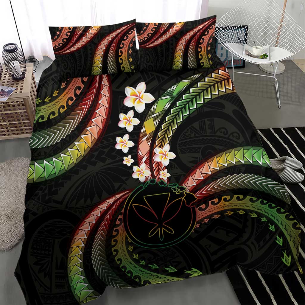 Hawaii Map Kanaka Maoli Bedding Set Fantastic Frangipani Reggae LT01 - Polynesian Pride