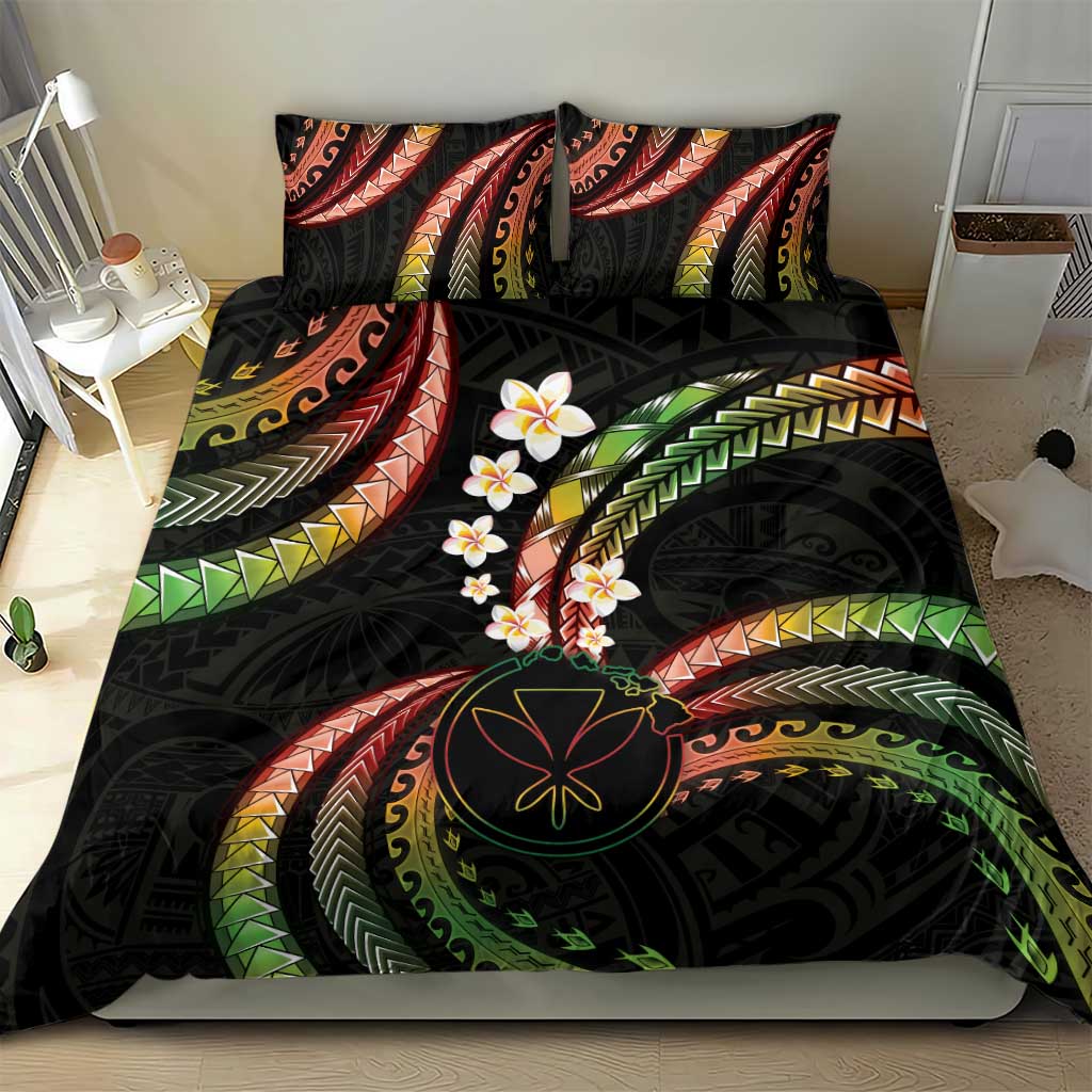 Hawaii Map Kanaka Maoli Bedding Set Fantastic Frangipani Reggae LT01 - Polynesian Pride