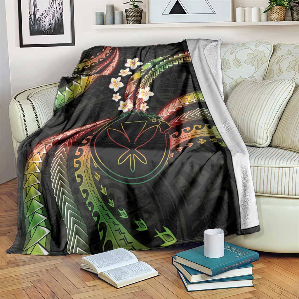 Hawaii Map Kanaka Maoli Blanket Fantastic Frangipani Reggae LT01 Reggae - Polynesian Pride