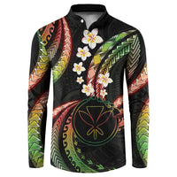 Hawaii Map Kanaka Maoli Button Sweatshirt Fantastic Frangipani Reggae LT01 Reggae - Polynesian Pride