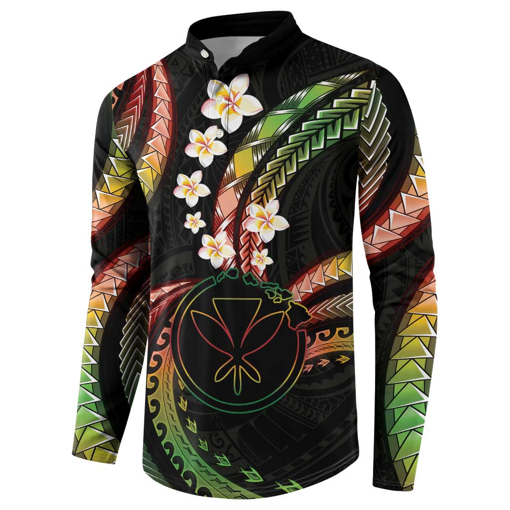 Hawaii Map Kanaka Maoli Button Sweatshirt Fantastic Frangipani Reggae LT01 - Polynesian Pride