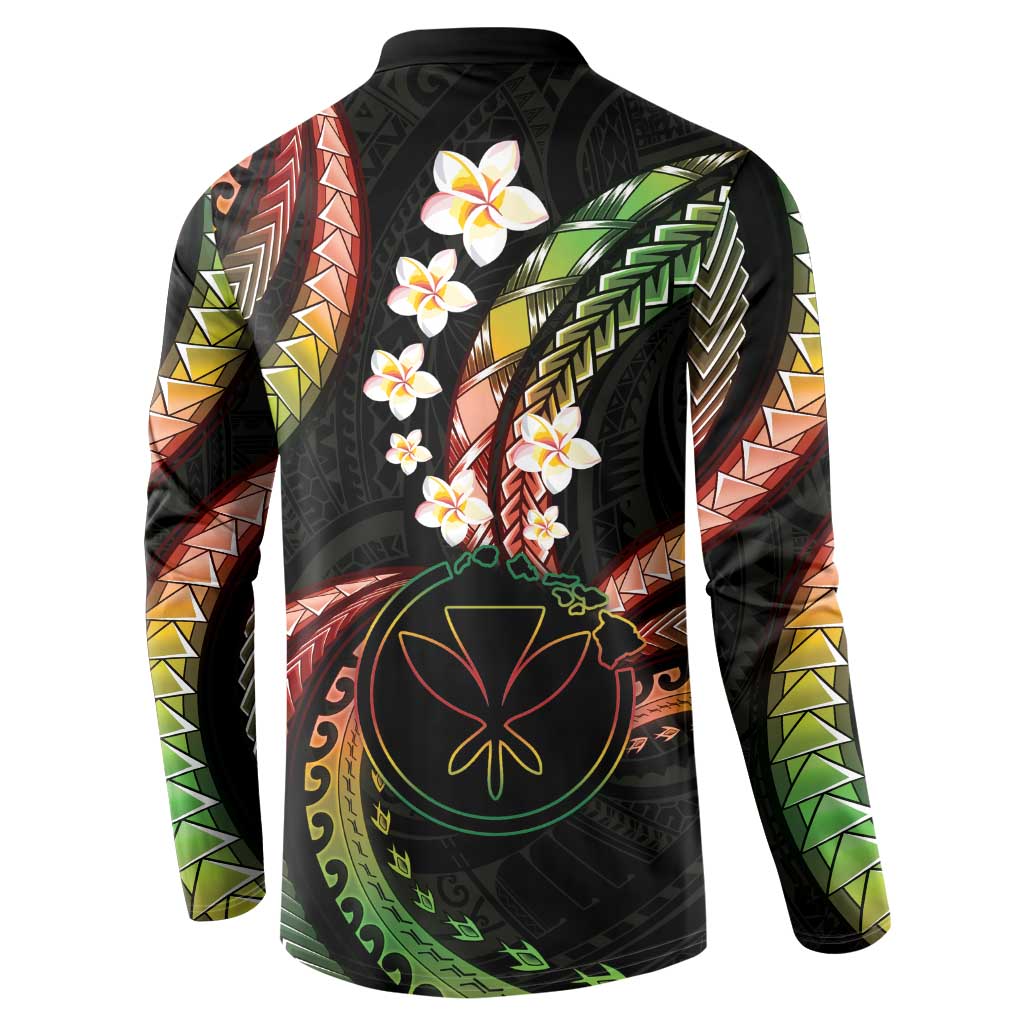 Hawaii Map Kanaka Maoli Button Sweatshirt Fantastic Frangipani Reggae LT01 - Polynesian Pride