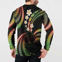 Hawaii Map Kanaka Maoli Button Sweatshirt Fantastic Frangipani Reggae LT01 - Polynesian Pride