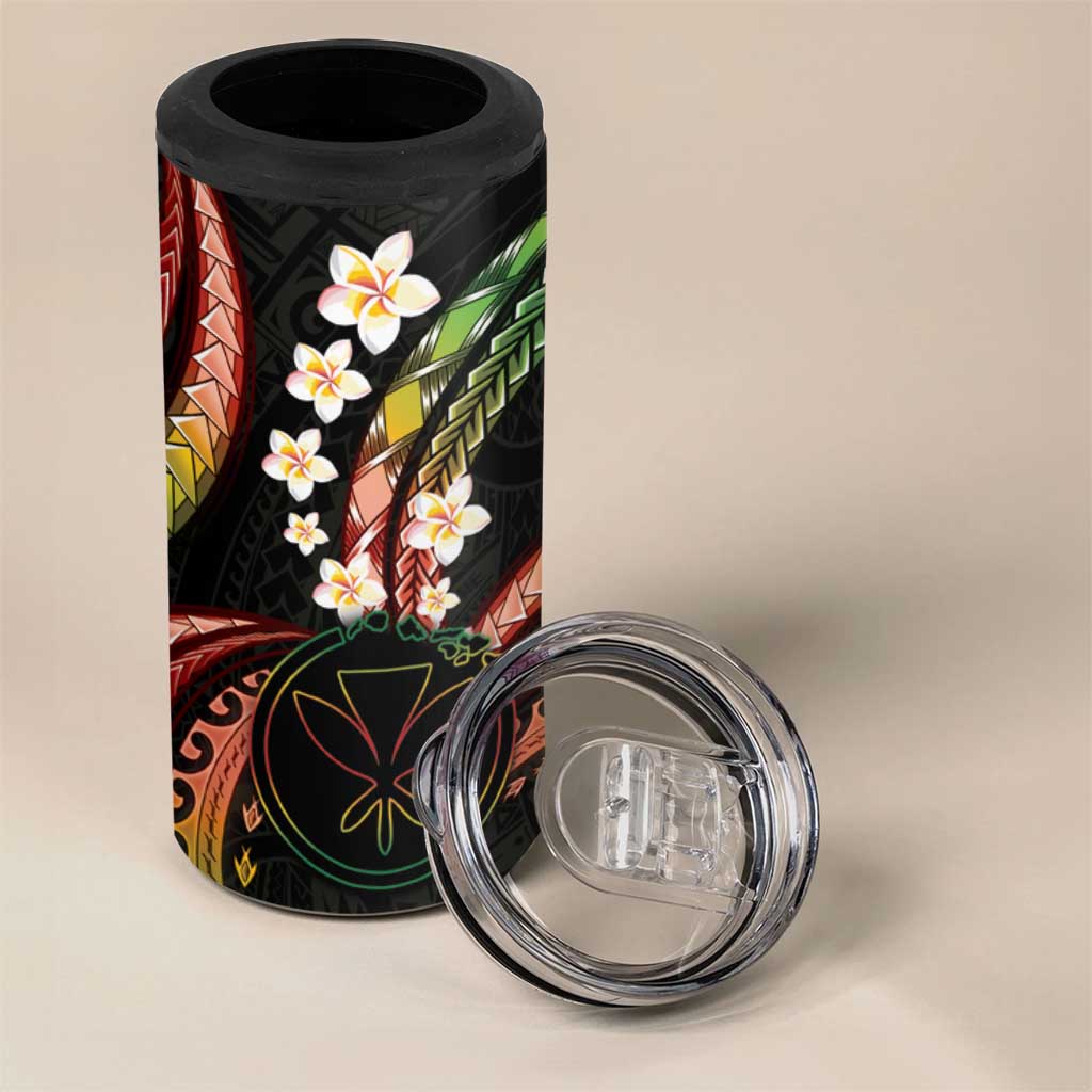 Hawaii Map Kanaka Maoli 4 in 1 Can Cooler Tumbler Fantastic Frangipani Reggae LT01 - Polynesian Pride