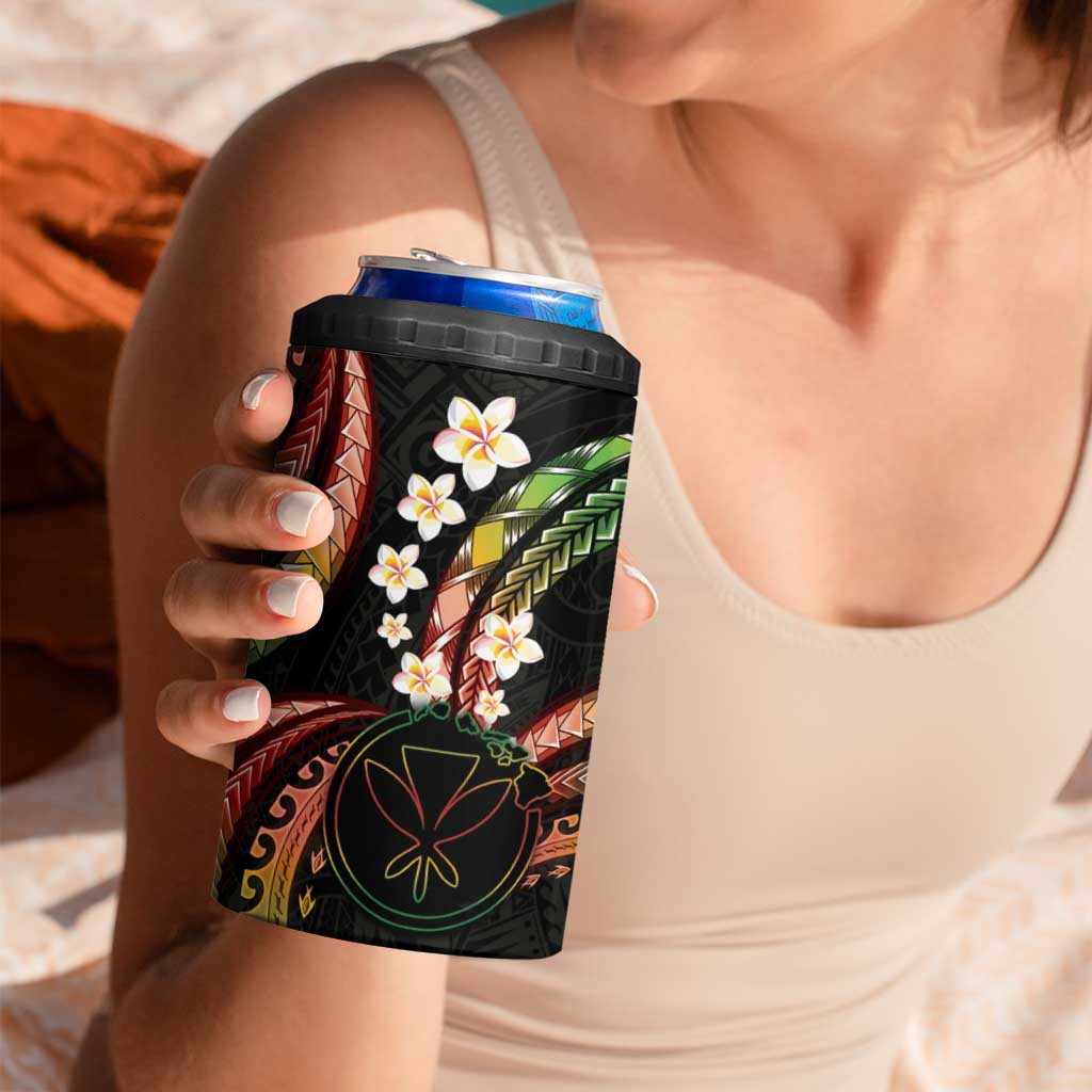 Hawaii Map Kanaka Maoli 4 in 1 Can Cooler Tumbler Fantastic Frangipani Reggae LT01 - Polynesian Pride