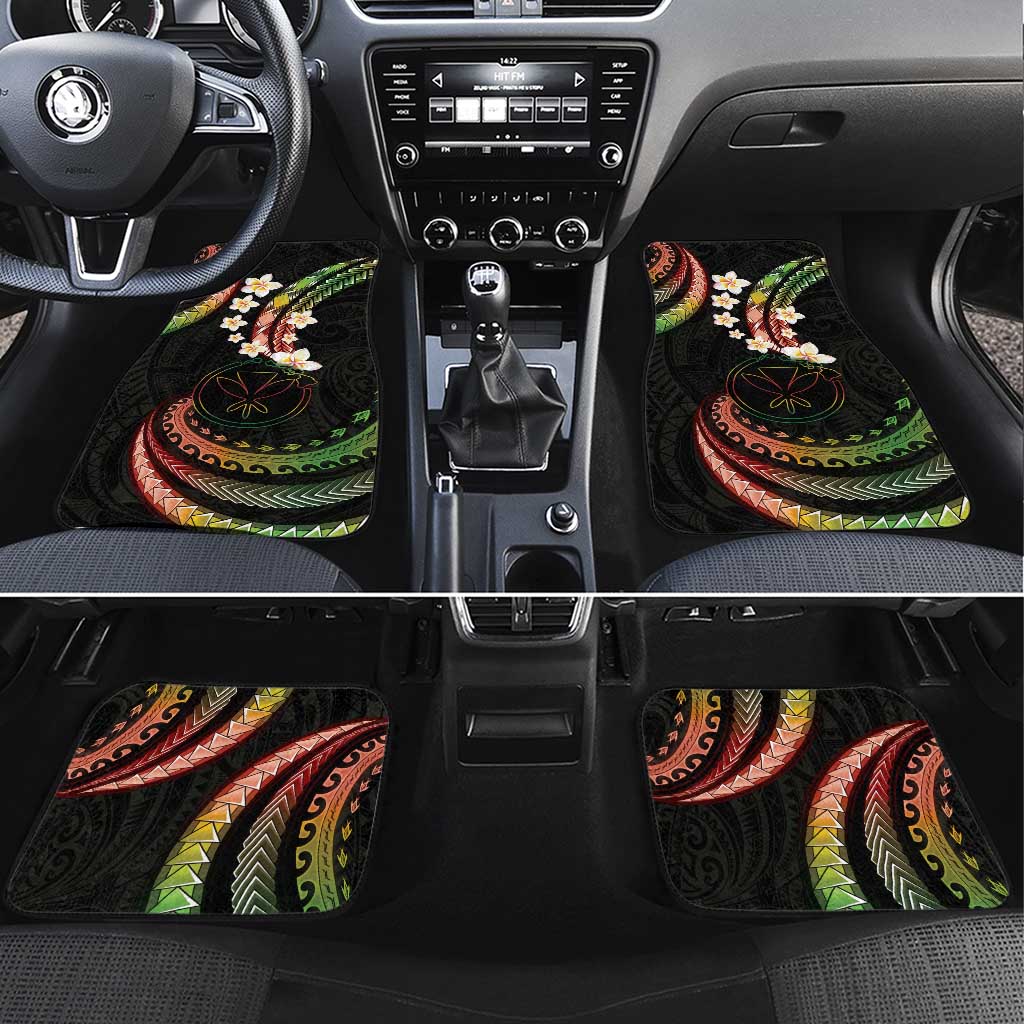 Hawaii Map Kanaka Maoli Car Mats Fantastic Frangipani Reggae LT01 Set 4pcs Reggae - Polynesian Pride