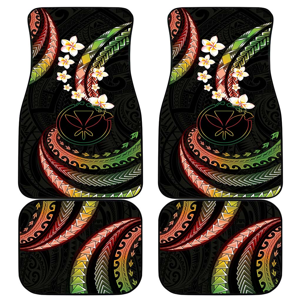 Hawaii Map Kanaka Maoli Car Mats Fantastic Frangipani Reggae LT01 - Polynesian Pride