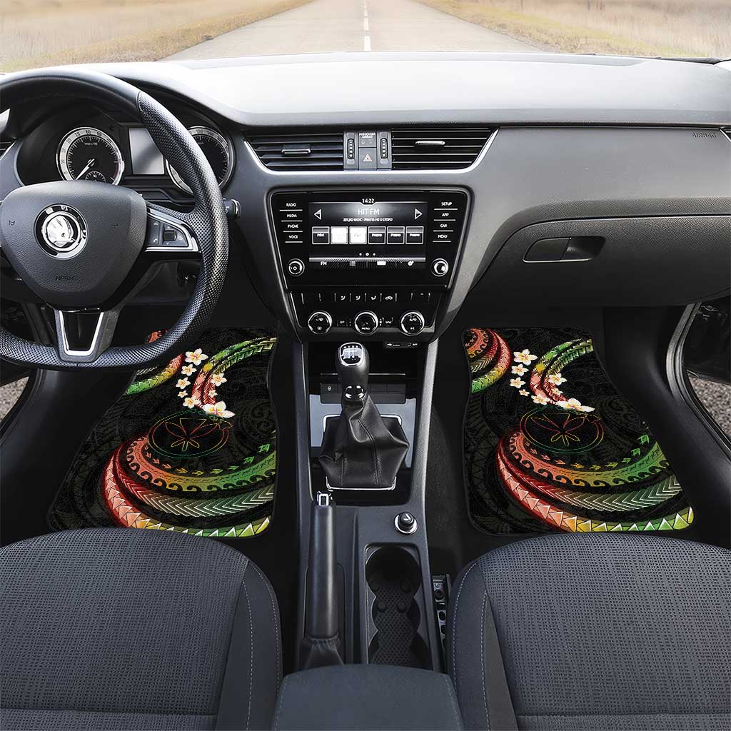 Hawaii Map Kanaka Maoli Car Mats Fantastic Frangipani Reggae LT01 Set 2pcs - Front Reggae - Polynesian Pride