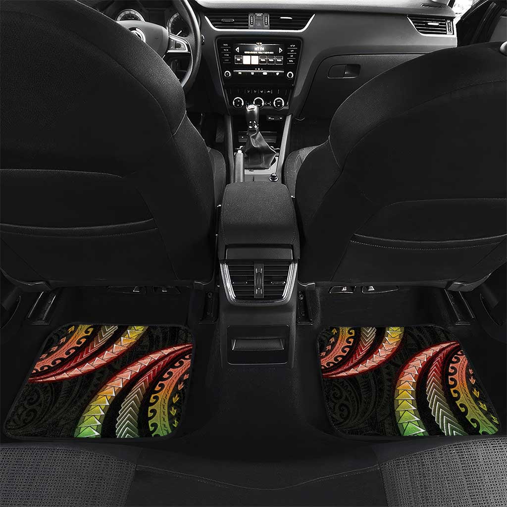 Hawaii Map Kanaka Maoli Car Mats Fantastic Frangipani Reggae LT01 Set 2pcs - Back Reggae - Polynesian Pride