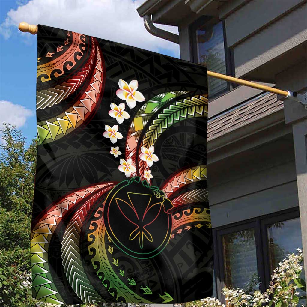 Hawaii Map Kanaka Maoli Garden Flag Fantastic Frangipani Reggae LT01 - Polynesian Pride