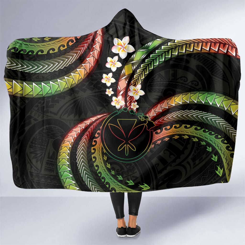 Hawaii Map Kanaka Maoli Hooded Blanket Fantastic Frangipani Reggae LT01 One Size Reggae - Polynesian Pride