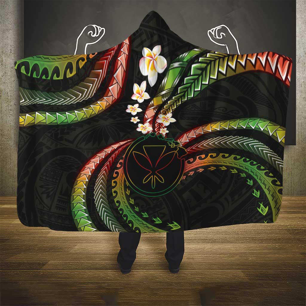 Hawaii Map Kanaka Maoli Hooded Blanket Fantastic Frangipani Reggae LT01 - Polynesian Pride