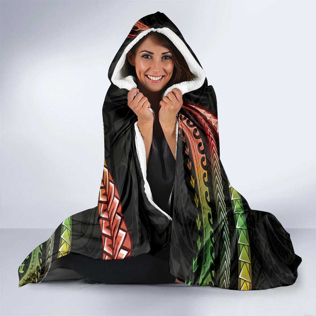 Hawaii Map Kanaka Maoli Hooded Blanket Fantastic Frangipani Reggae LT01 - Polynesian Pride