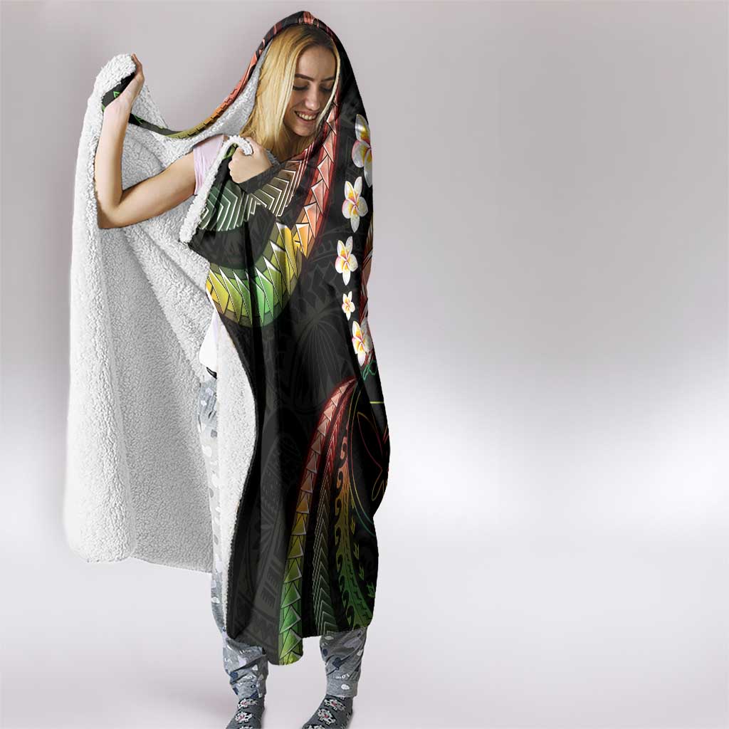 Hawaii Map Kanaka Maoli Hooded Blanket Fantastic Frangipani Reggae LT01 - Polynesian Pride