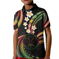 Hawaii Map Kanaka Maoli Kid Polo Shirt Fantastic Frangipani Reggae LT01 Kid Reggae - Polynesian Pride