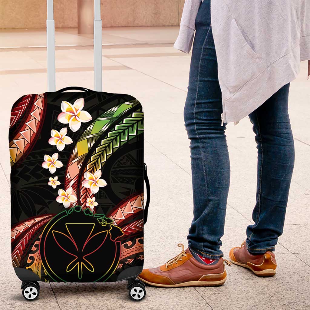 Hawaii Map Kanaka Maoli Luggage Cover Fantastic Frangipani Reggae LT01 Reggae - Polynesian Pride