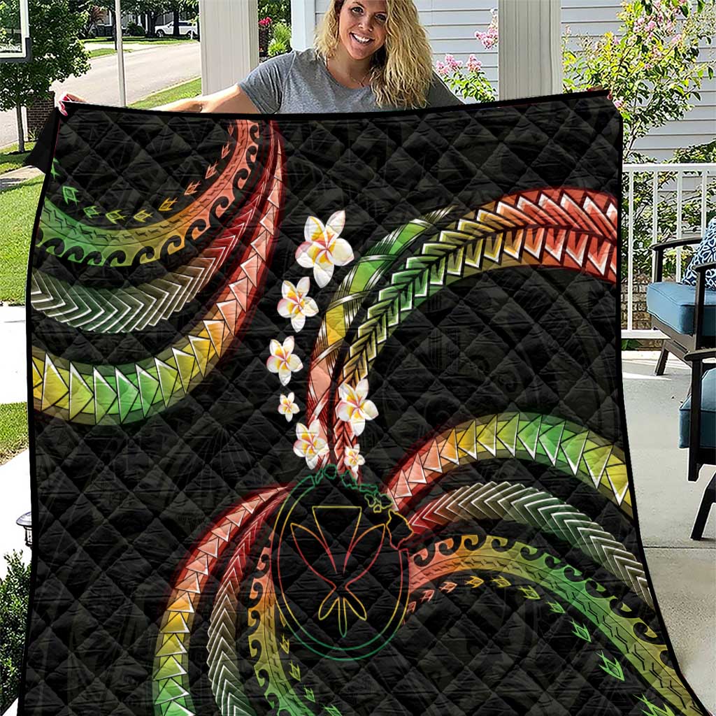 Hawaii Map Kanaka Maoli Quilt Fantastic Frangipani Reggae LT01 Reggae - Polynesian Pride