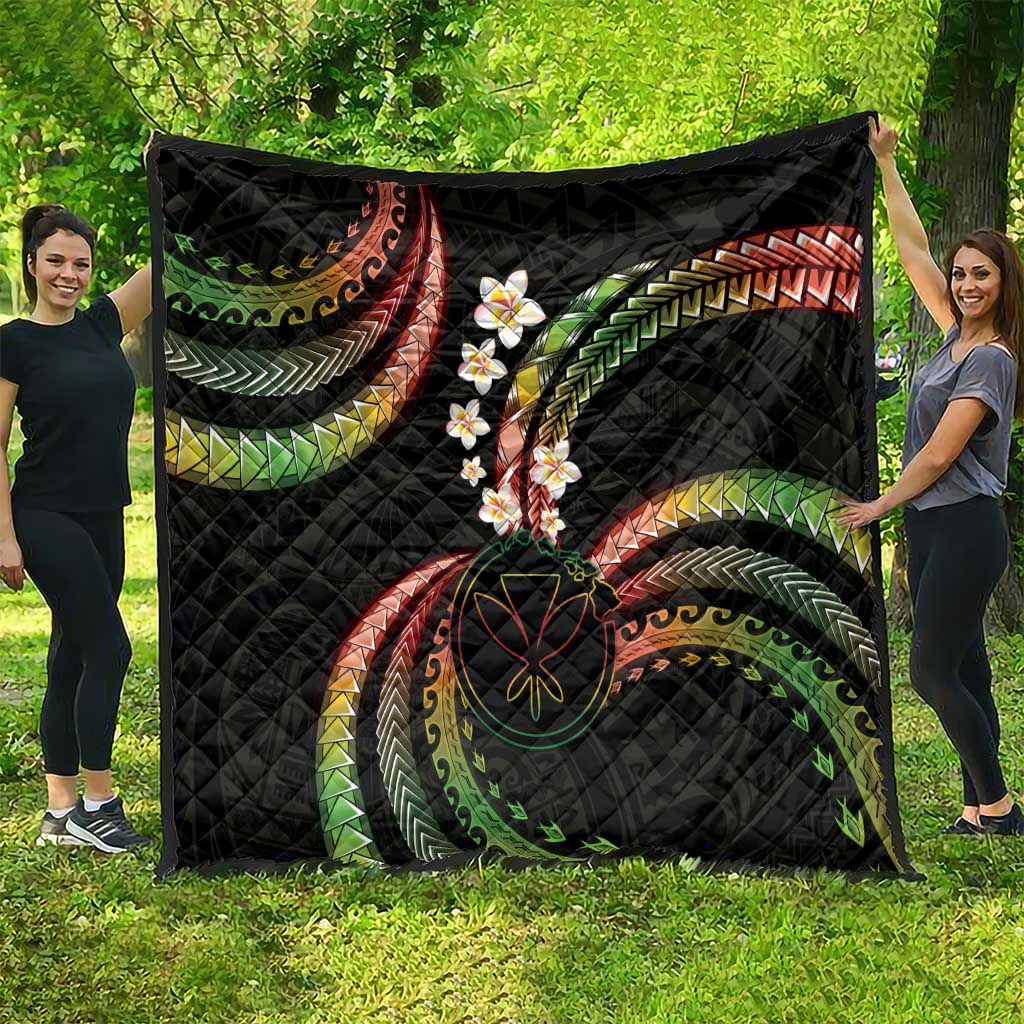 Hawaii Map Kanaka Maoli Quilt Fantastic Frangipani Reggae LT01 - Polynesian Pride