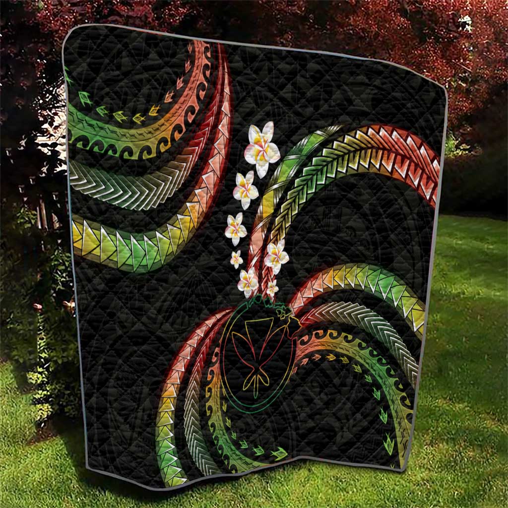 Hawaii Map Kanaka Maoli Quilt Fantastic Frangipani Reggae LT01 - Polynesian Pride