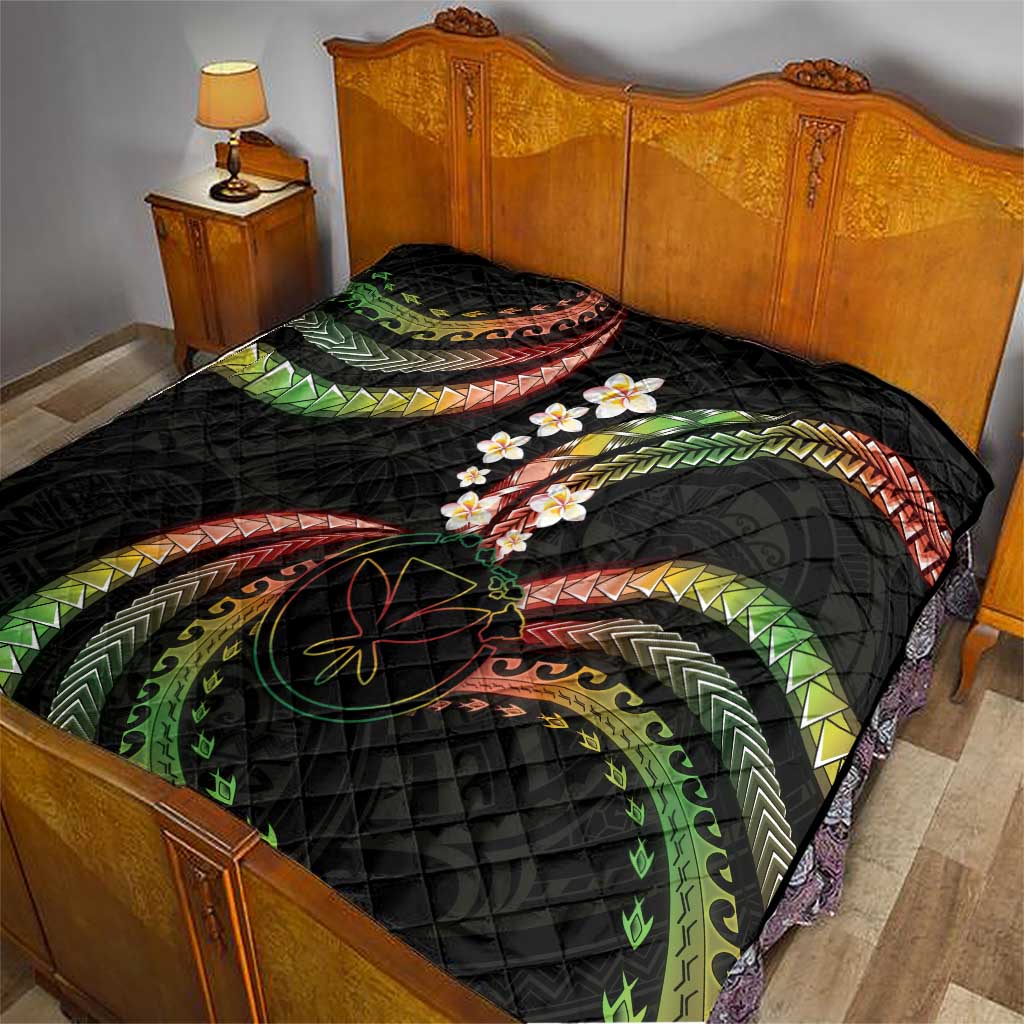 Hawaii Map Kanaka Maoli Quilt Fantastic Frangipani Reggae LT01 - Polynesian Pride