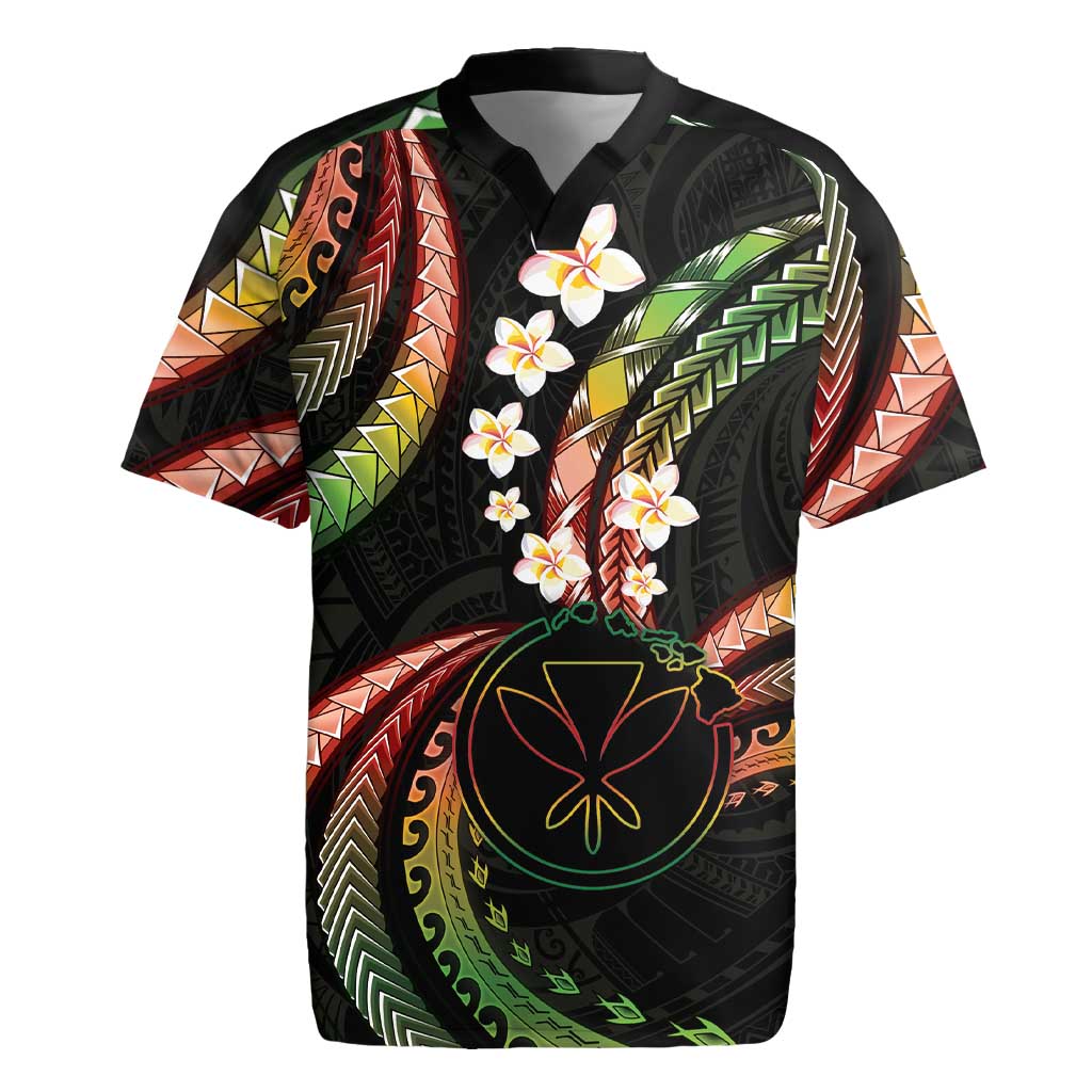 Hawaii Map Kanaka Maoli Rugby Jersey Fantastic Frangipani Reggae LT01 Reggae - Polynesian Pride