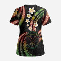 Hawaii Map Kanaka Maoli Scrub Top Fantastic Frangipani Reggae LT01 - Polynesian Pride