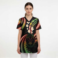 Hawaii Map Kanaka Maoli Scrub Top Fantastic Frangipani Reggae LT01 - Polynesian Pride