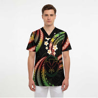 Hawaii Map Kanaka Maoli Scrub Top Fantastic Frangipani Reggae LT01 - Polynesian Pride