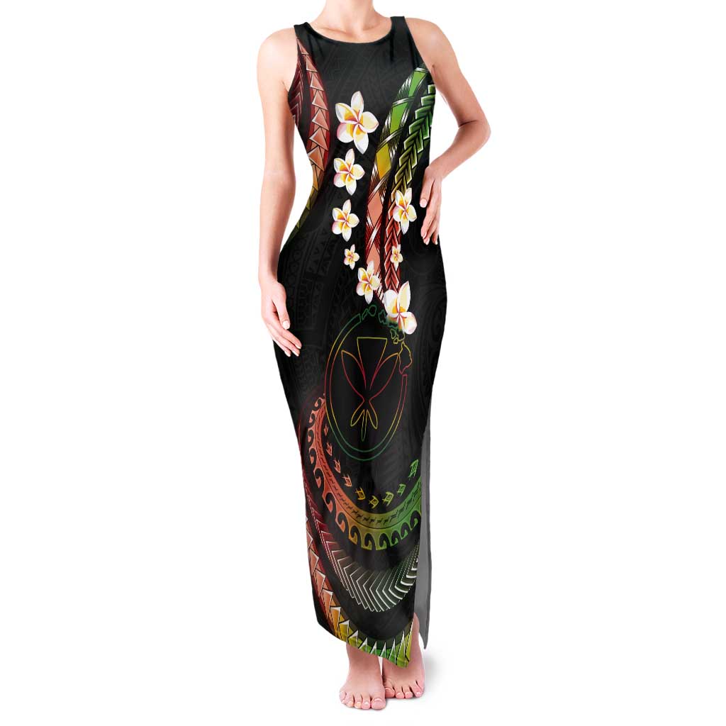 Hawaii Map Kanaka Maoli Tank Maxi Dress Fantastic Frangipani Reggae LT01 Women Reggae - Polynesian Pride