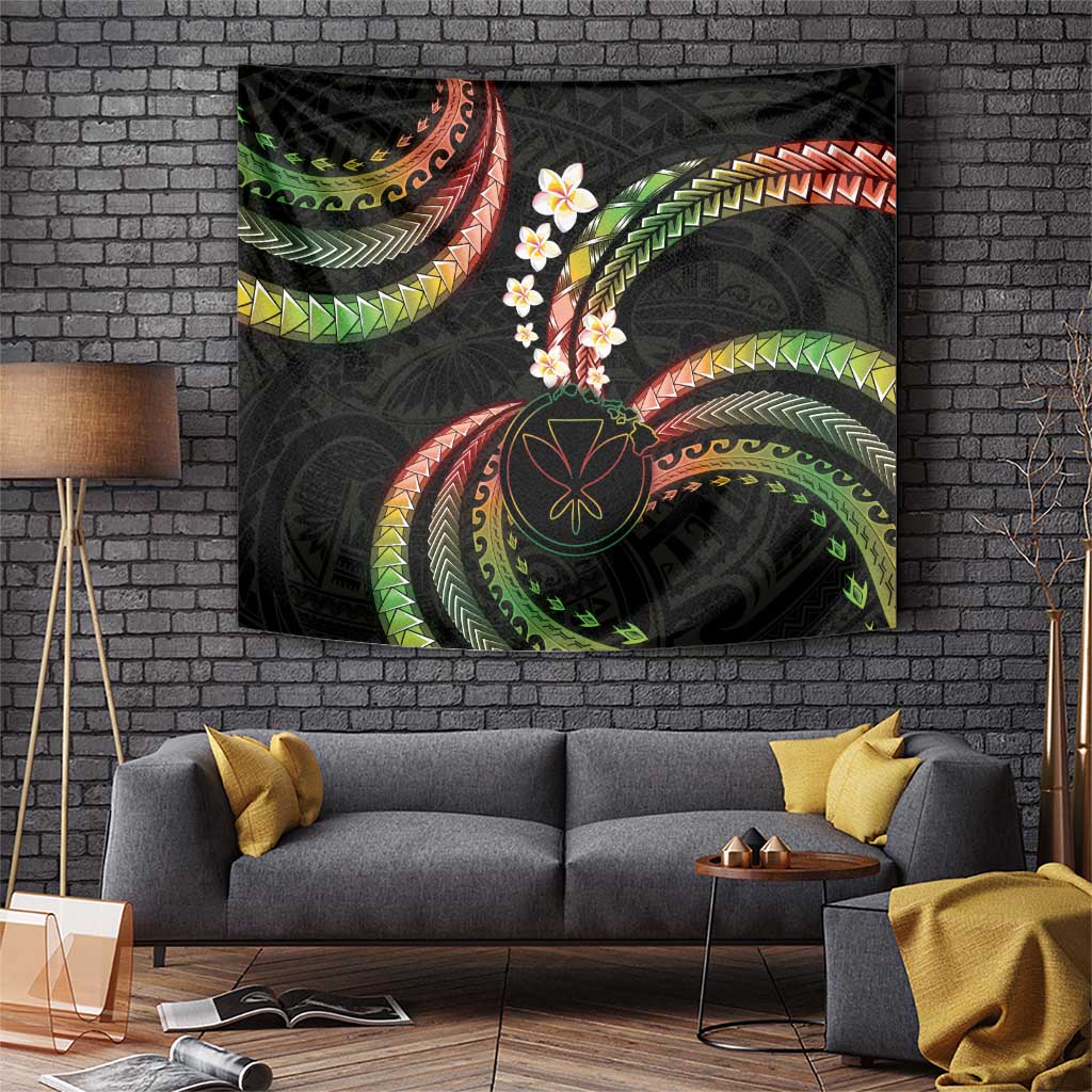 Hawaii Map Kanaka Maoli Tapestry Fantastic Frangipani Reggae LT01 Reggae - Polynesian Pride