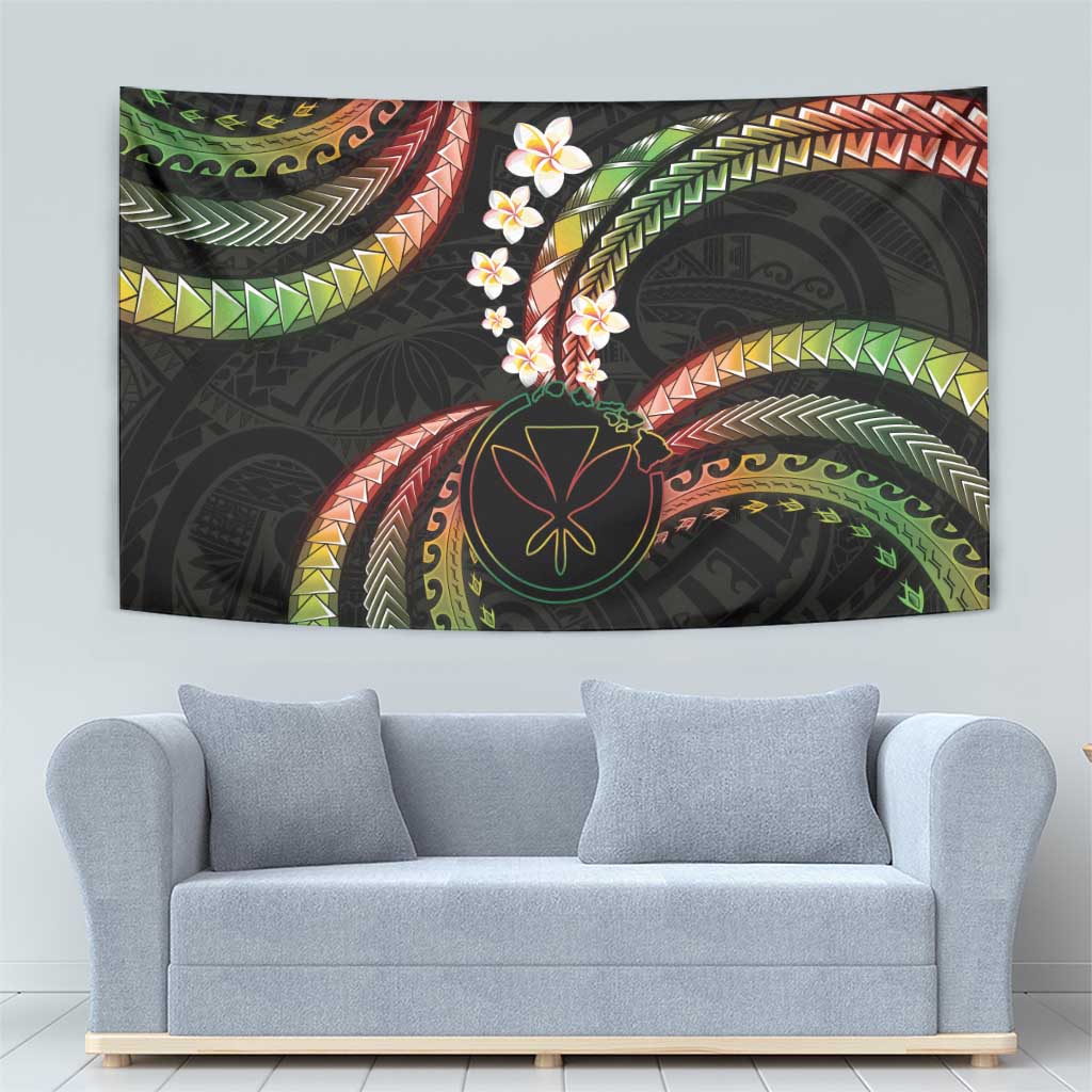 Hawaii Map Kanaka Maoli Tapestry Fantastic Frangipani Reggae LT01 - Polynesian Pride