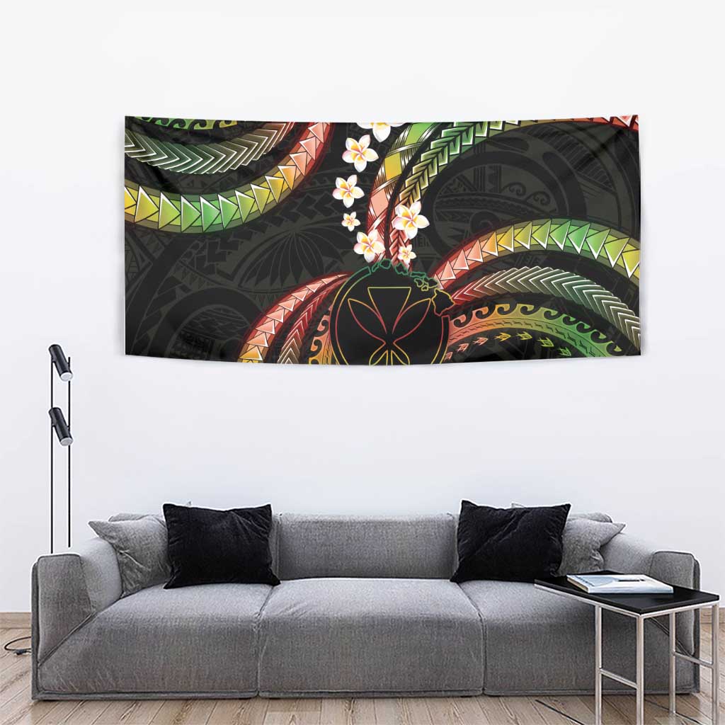 Hawaii Map Kanaka Maoli Tapestry Fantastic Frangipani Reggae LT01 - Polynesian Pride