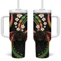 Hawaii Map Kanaka Maoli Tumbler With Handle Fantastic Frangipani Reggae LT01 One Size: 40 oz Reggae - Polynesian Pride