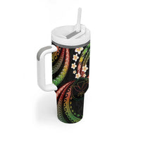 Hawaii Map Kanaka Maoli Tumbler With Handle Fantastic Frangipani Reggae LT01 - Polynesian Pride